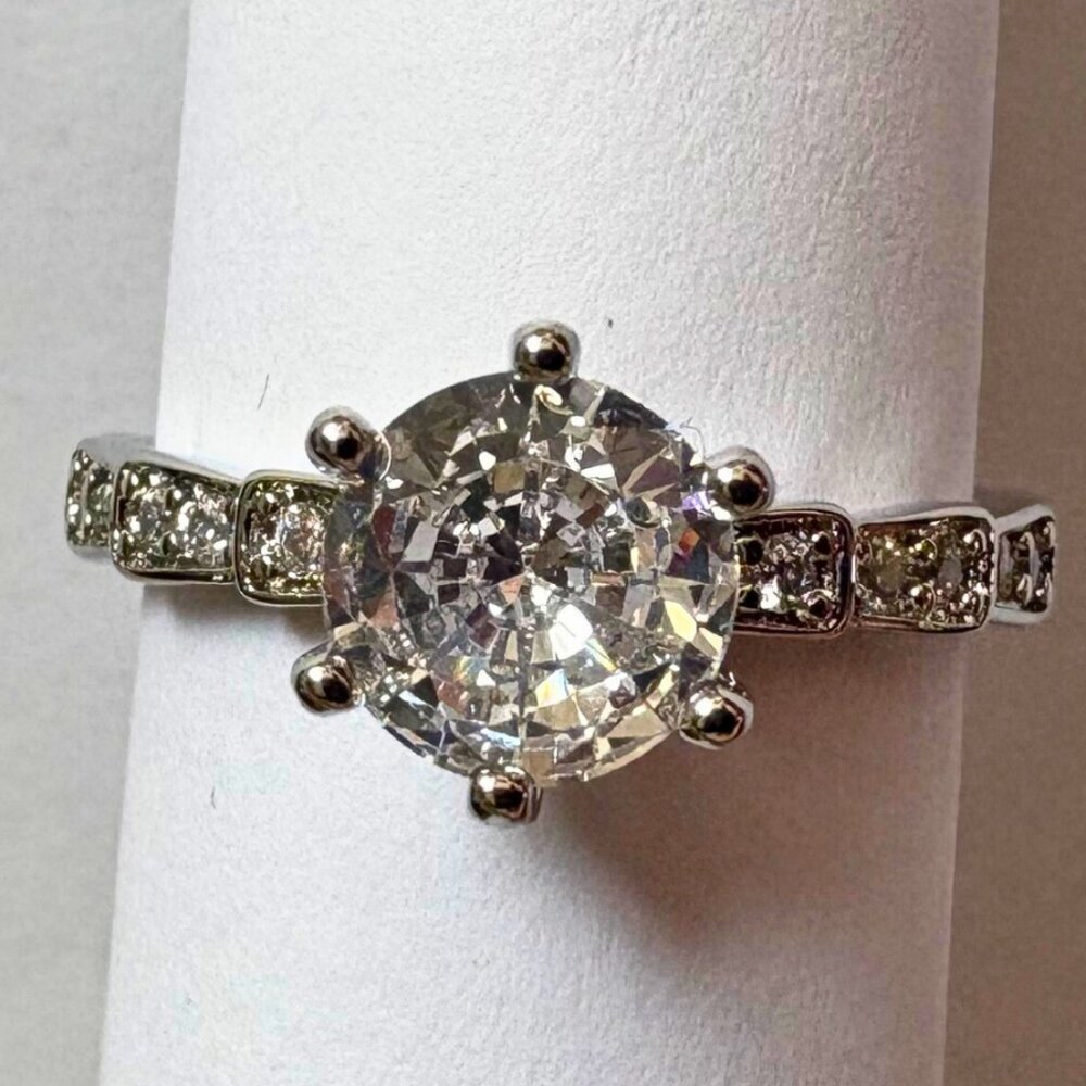 1 Carat Round CZ Adjustable Silver Engagement Ring NEW Adjustable